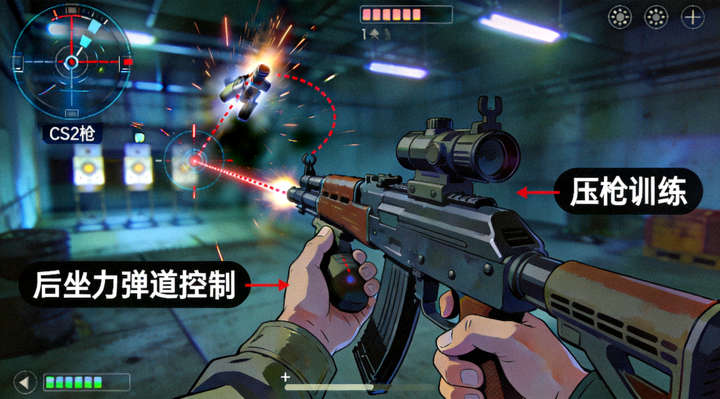 CS2步枪后坐力弹道控制与压枪训练画面